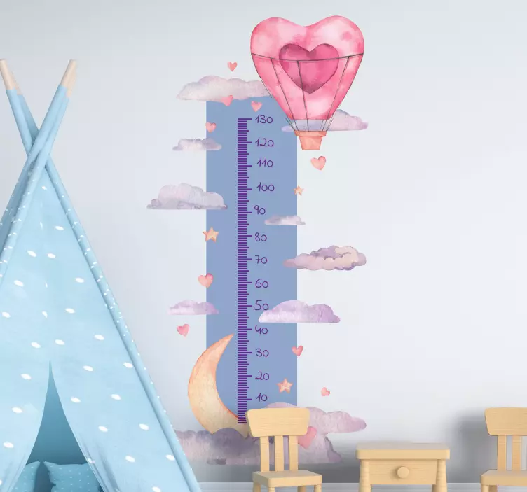 열기구 높이 차트 벽 스티커 - TenStickers