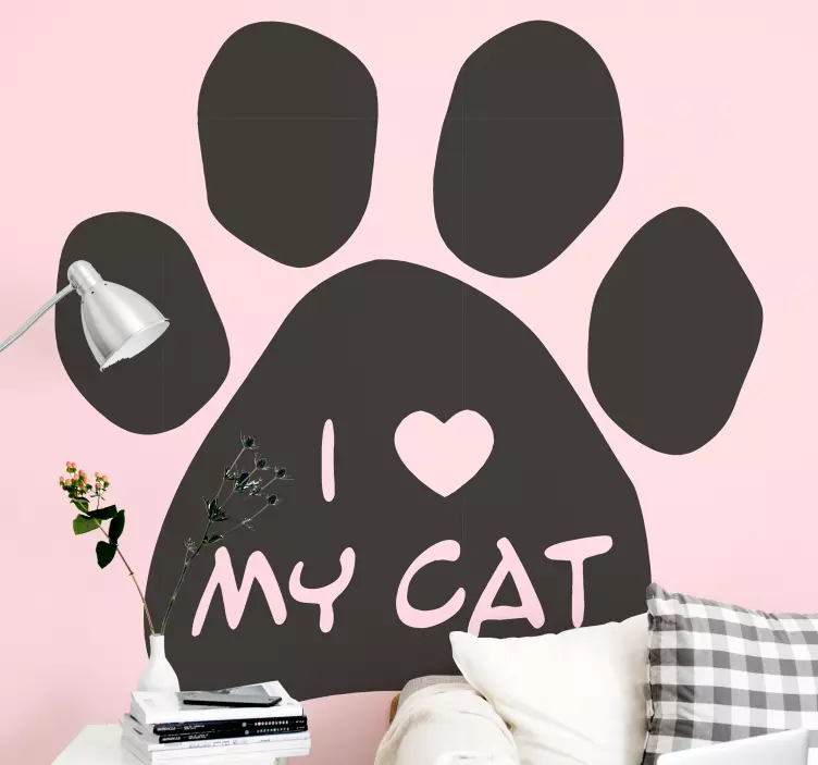 나는 내 고양이 발 인쇄 애완 동물 스티커를 사랑 - TenStickers