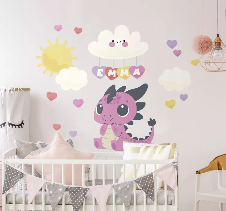 그림 벽 스티커 용과 구름 - TenStickers