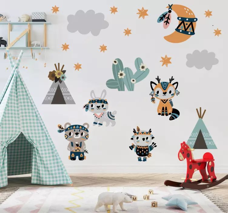 그림 벽 스티커 인도 스타일의 동물 - TenStickers