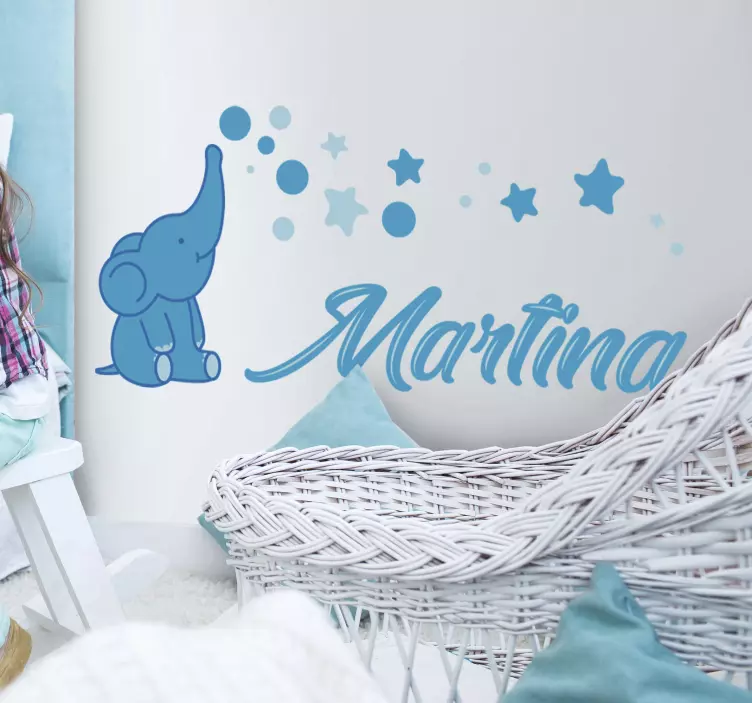 유아 코끼리 일러스트 스티커 - TenStickers