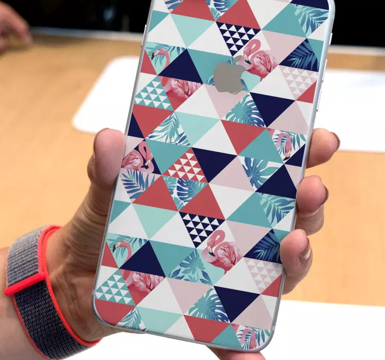 아이폰 스티커 플라밍고 삼각 패턴 - TenStickers