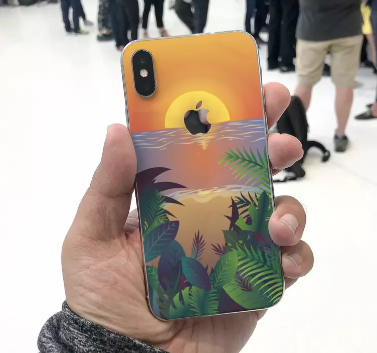 아이폰 스티커 야자수와 함께하는 일몰 - TenStickers