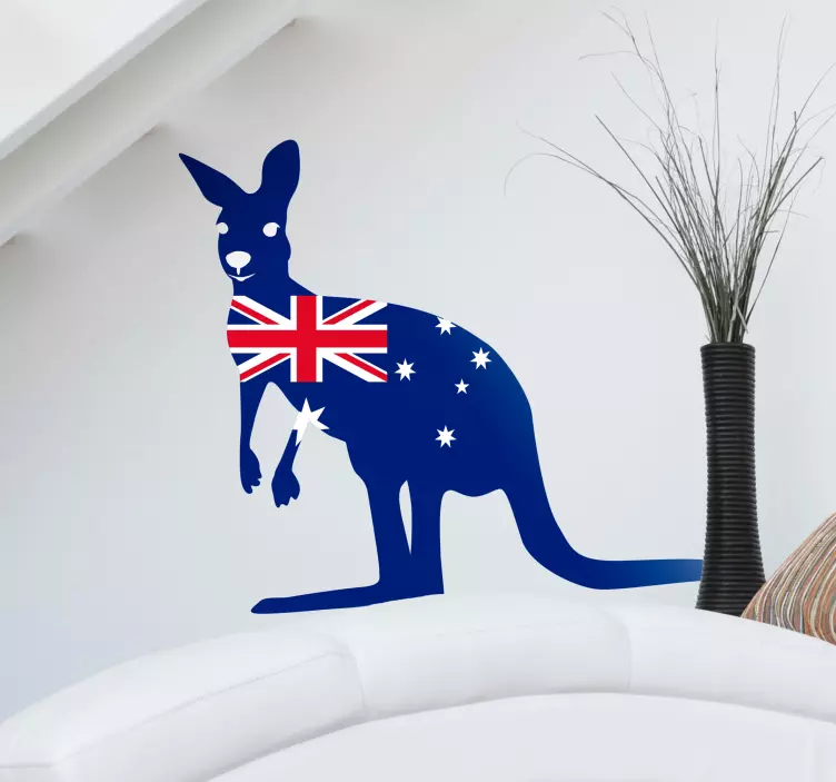 캥거루와 깃발 스티커 - TenStickers