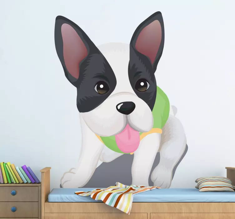 아이들은 회색과 흰색 강아지 벽 스티커 - TenStickers