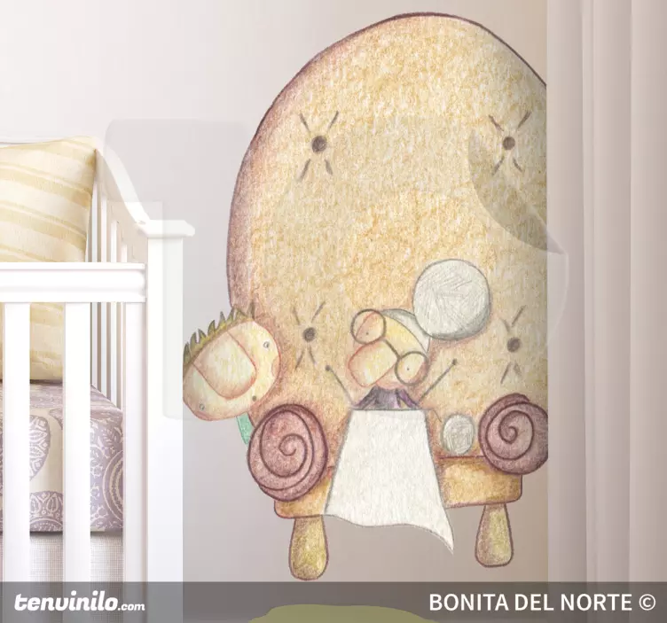 뜨개질 할머니 스티커 - TenStickers