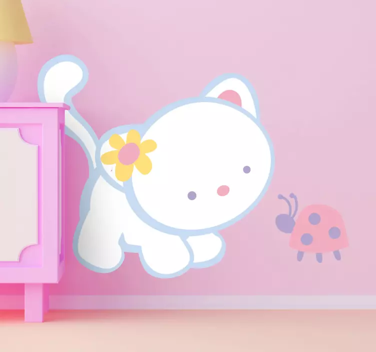 무당 벌레와 새끼 고양이 데칼 - TenStickers