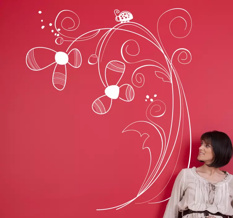 데이지 벽에 무당 벌레 스티커 - TenStickers