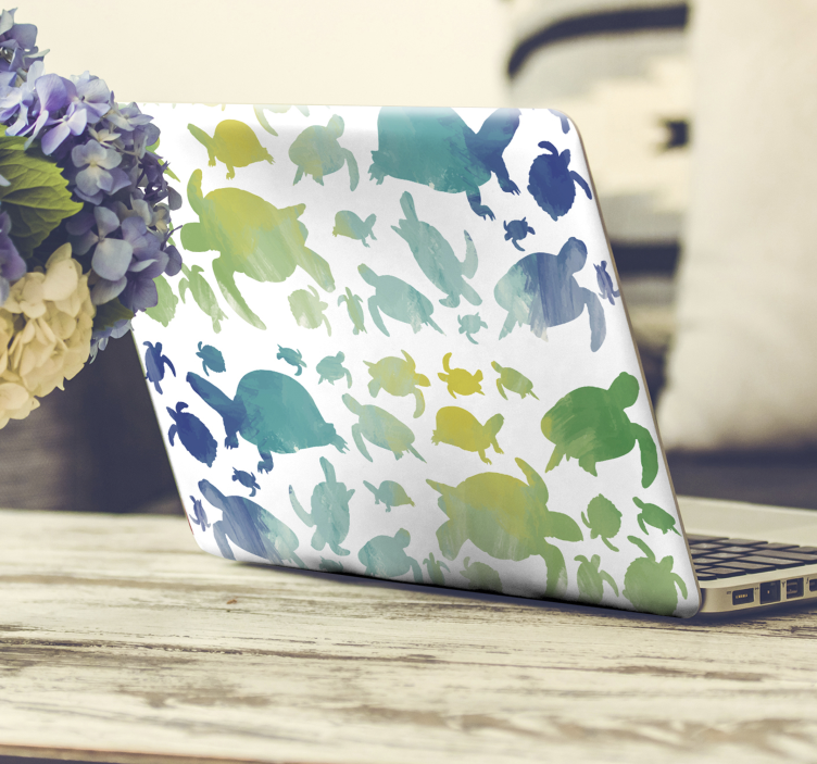 노트북용 스킨 다채로운 거북이 실루엣 - TenStickers