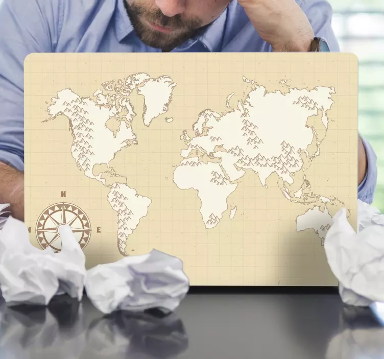 노트북용 스킨 나침반이 있는 지도 - TenStickers