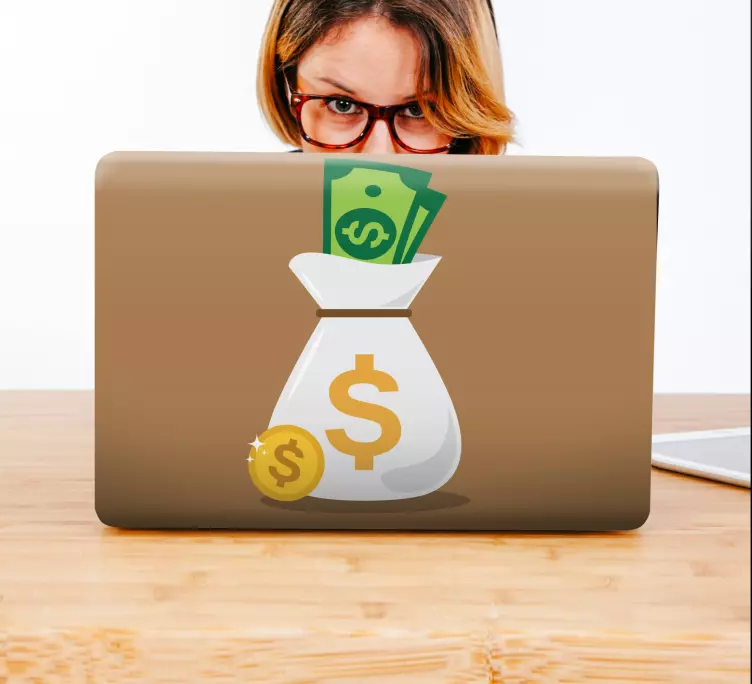 노트북용 스킨 돈가방 일러스트 - TenStickers