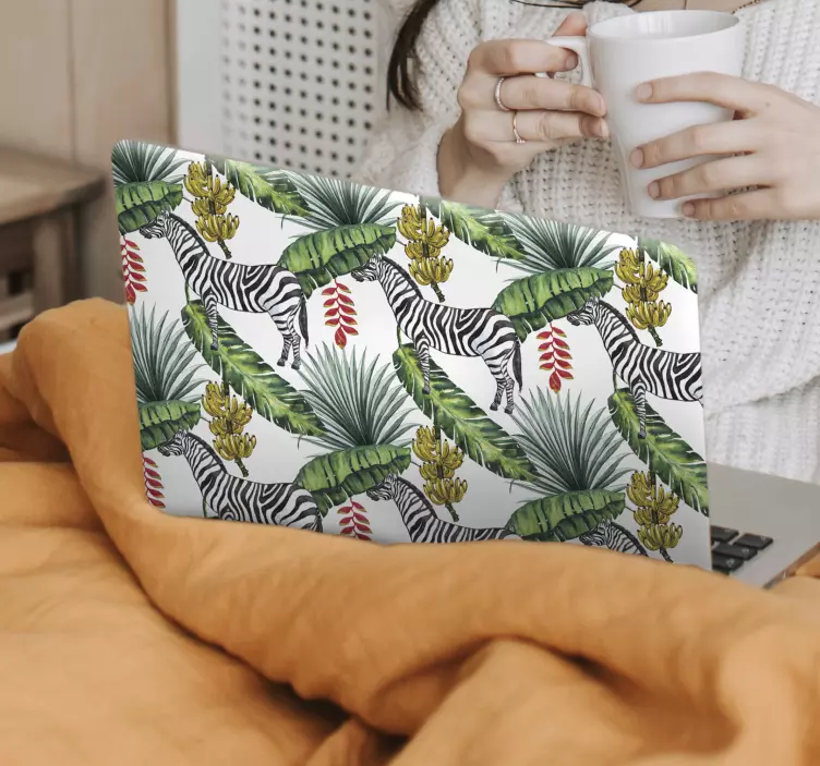 노트북용 스킨 얼룩말 잎 무늬 - TenStickers