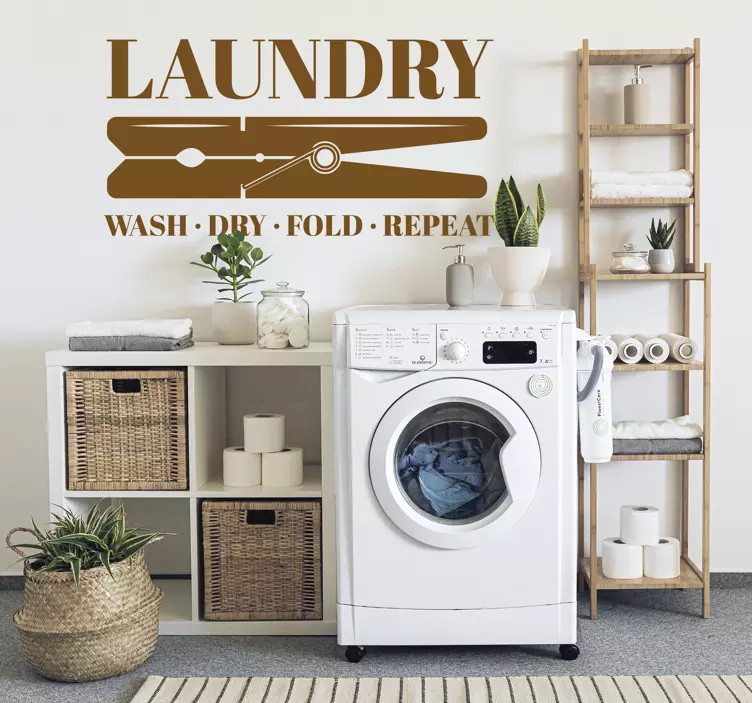 벽에 세탁 옷 못 인용 스티커 - TenStickers