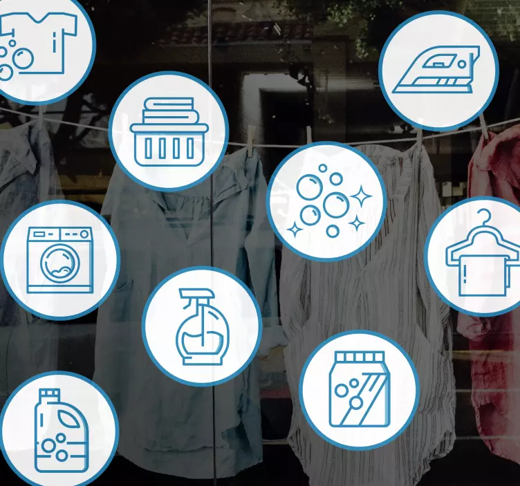 세탁물 상점 창 스티커 - TenStickers