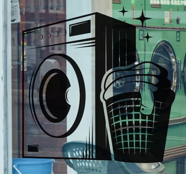 세탁실 빈티지 스타일 상점 창 스티커 - TenStickers