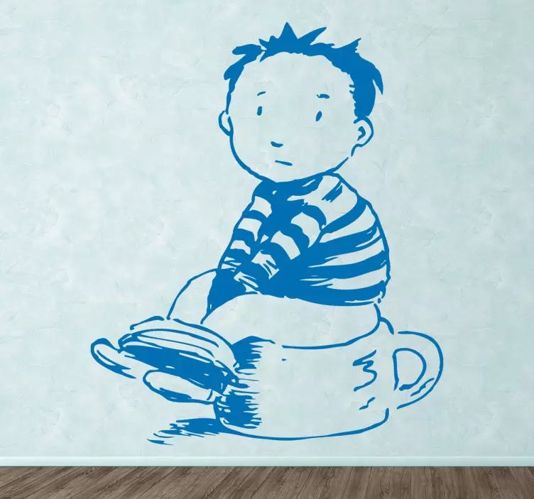 작은 소년과 변기 아이 스티커 - TenStickers