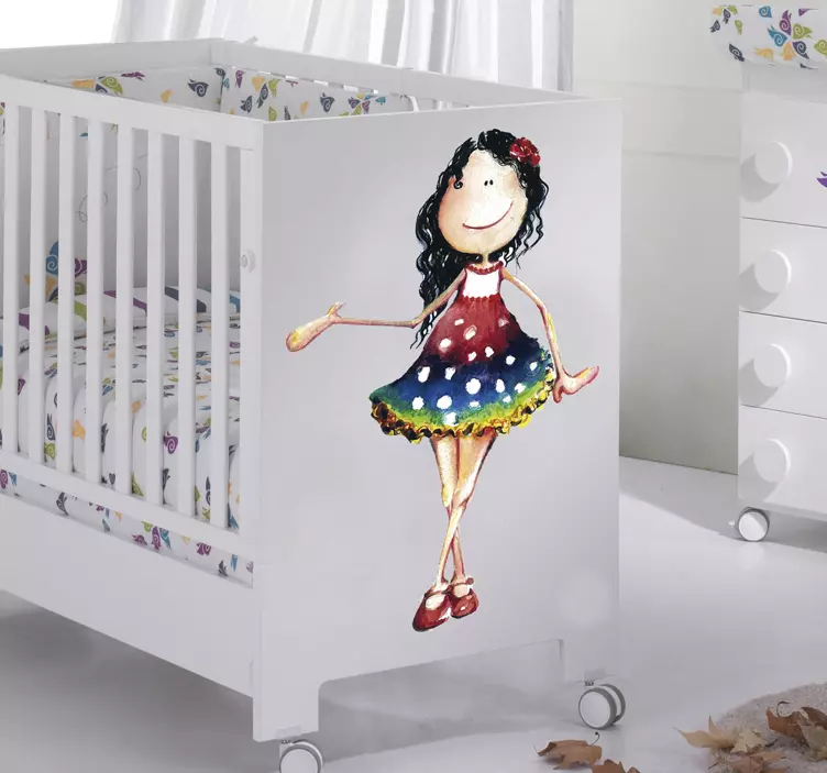 드레스 키즈 데칼에 어린 소녀 - TenStickers