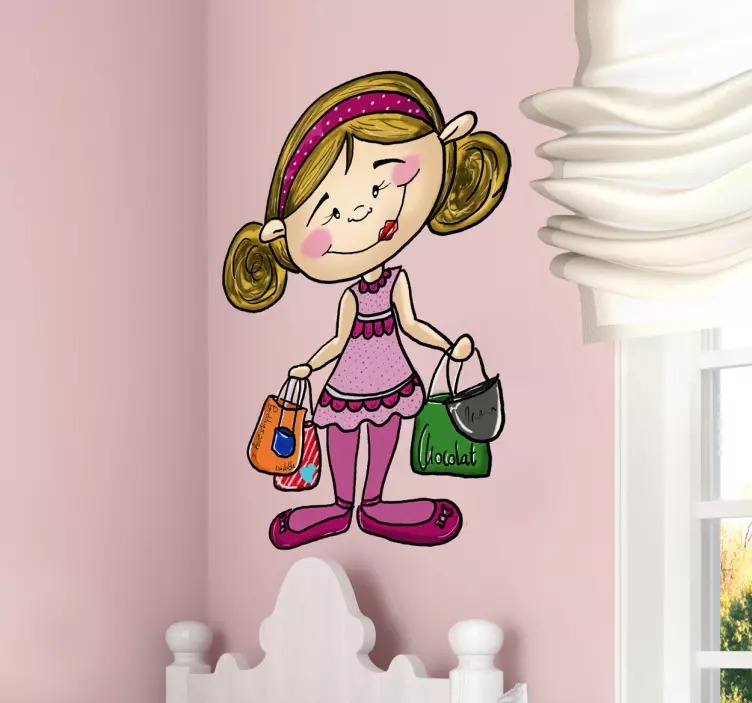 어린 소녀 쇼핑 스티커 - TenStickers