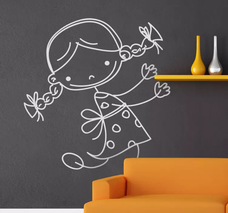 어린 소녀 스케치 키즈 스티커 - TenStickers