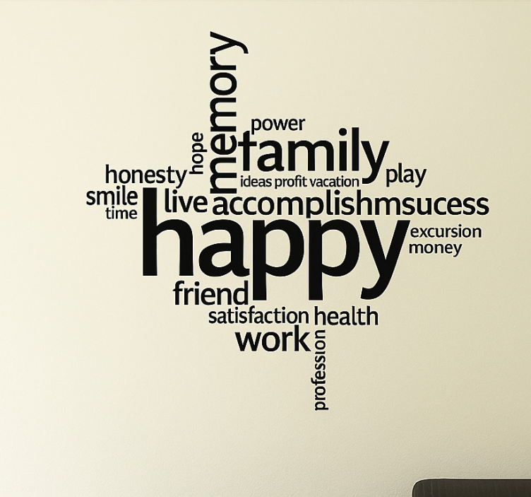 거실 벽 스티커 긍정적인 단어 콜라주 - TenStickers