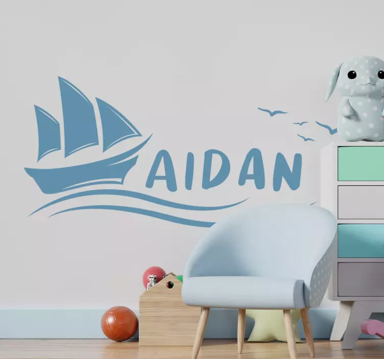 위치 벽 스티커 이름 맞춤 설정이 가능한 범선 - TenStickers