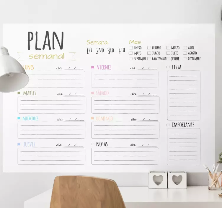 위치 벽 스티커 주간 계획 차트 - TenStickers