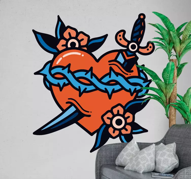 사랑 벽 스티커 하트 앤 블레이드 - TenStickers