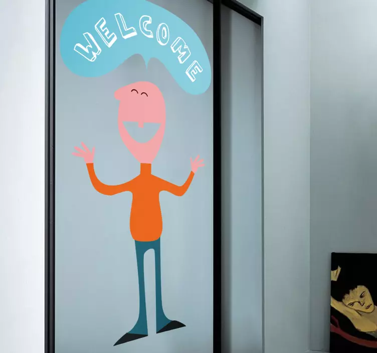 환영 표시 스티커를 가진 남자 - TenStickers