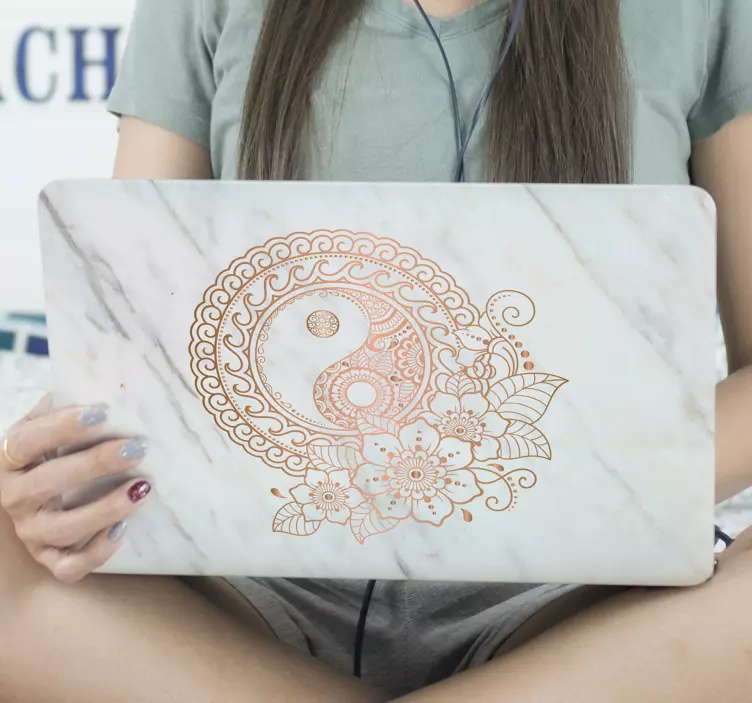 대리석 효과 노트북 만다라 스티커 - TenStickers