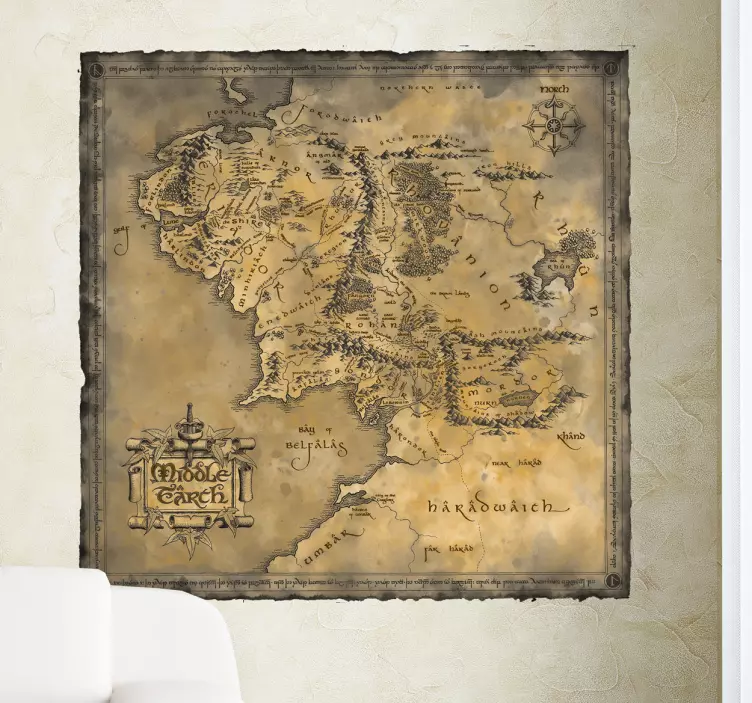 중간 지구지도 영화관 벽 스티커 - TenStickers