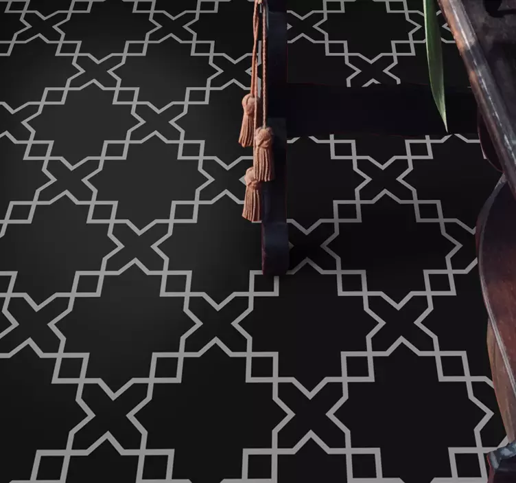 모로코 스타일 회색 흰색 바닥 스티커 데칼 - TenStickers