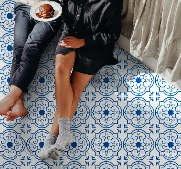 모자이크 빈티지 패턴 바닥 스티커 데칼 - TenStickers