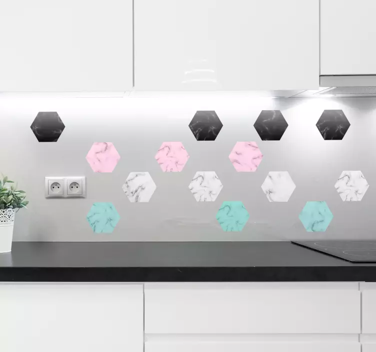 여러 가지 빛깔의 대리석 벽 스티커 - TenStickers