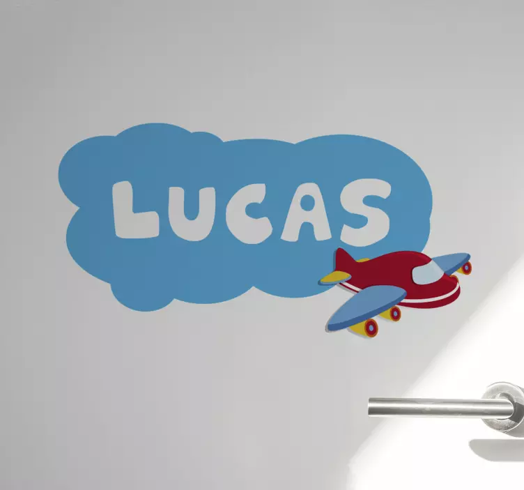 명명 된 비행기와 구름 일러스트 스티커 - TenStickers