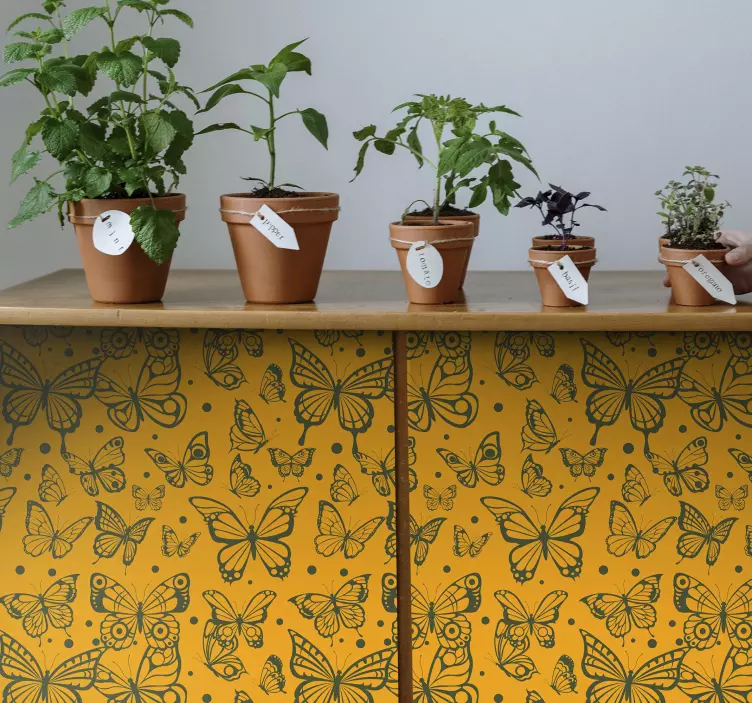 자연을 테마로 한 스티커 나비 식물 배경 - TenStickers