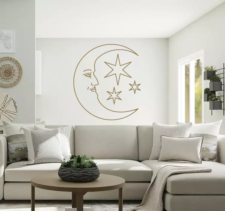 자연을 테마로 한 스티커 천상의 달 얼굴 - TenStickers