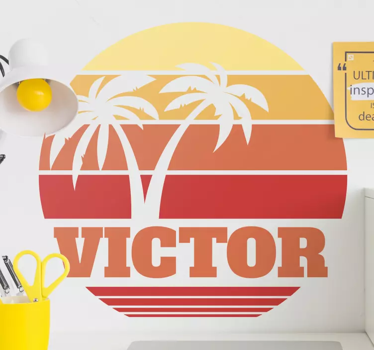 자연을 테마로 한 스티커 석양 야자수 실루엣 - TenStickers