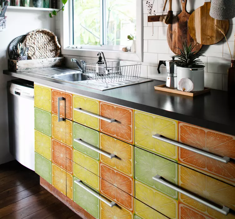 개체 벽 스티커 감귤 슬라이스 패턴 - TenStickers