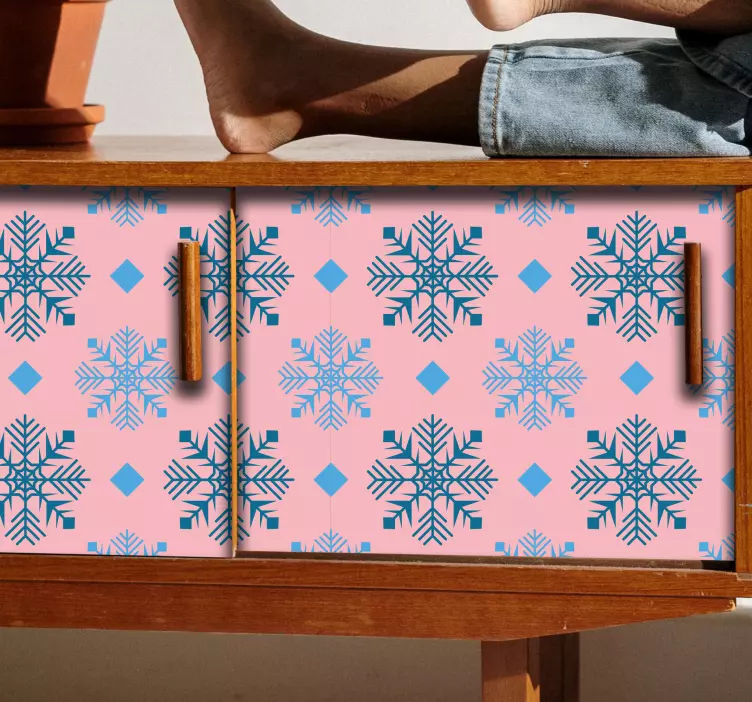 개체 벽 스티커 핑크 눈송이 패턴 - TenStickers