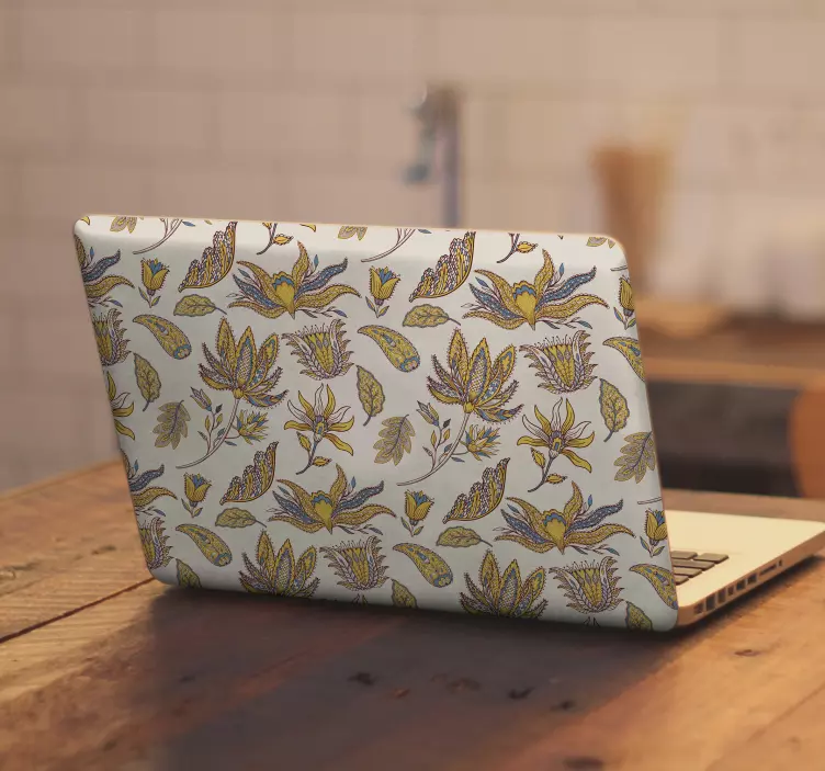 페이즐리 플라워 세트 노트북 스티커 - TenStickers