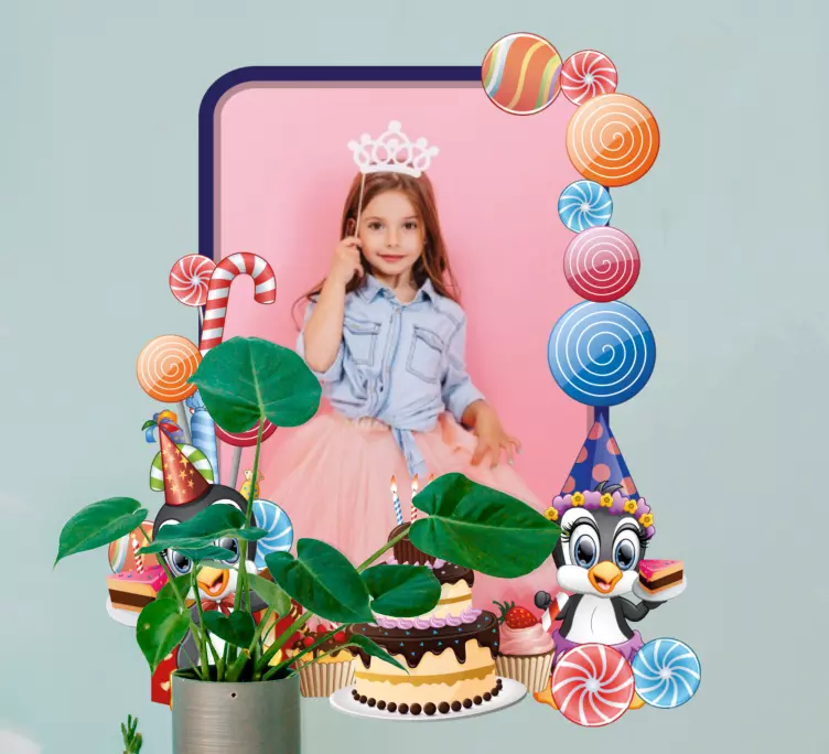 펭귄 생일 액자 어린이 스티커 - TenStickers