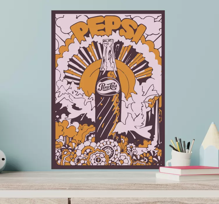 펩시 콜라 70 년대 디자인 빈티지 스티커 - TenStickers