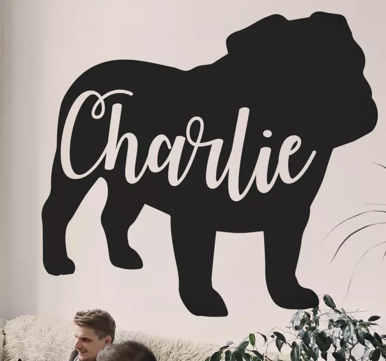 개인화 된 이름 영국 불독 실루엣 - TenStickers