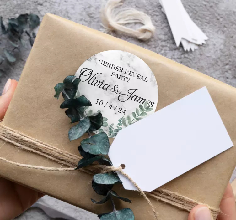 맞춤 스티커 성별 공개 파티 대리석 - TenStickers