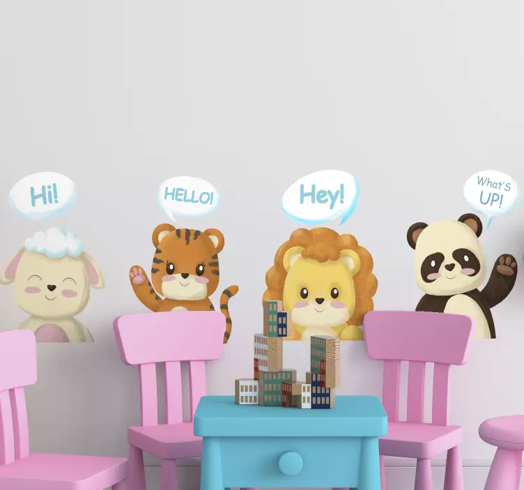 애완 동물 벽 스티커 귀여운 동물 인사 - TenStickers