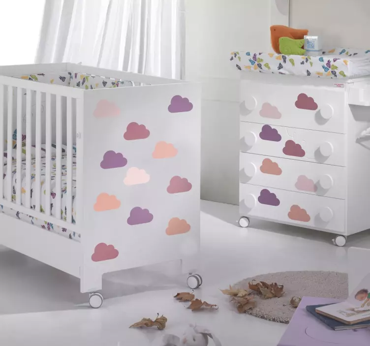 핑크 톤 구름 스티커 컬렉션 - TenStickers