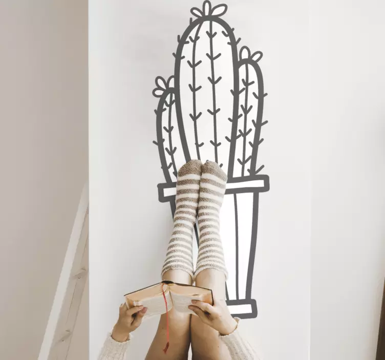 공장 벽 스티커 화분 속 선인장 - TenStickers