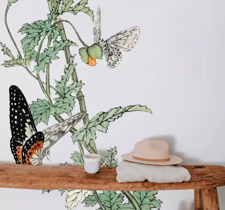 공장 벽 스티커 화려한 나비 정원 - TenStickers