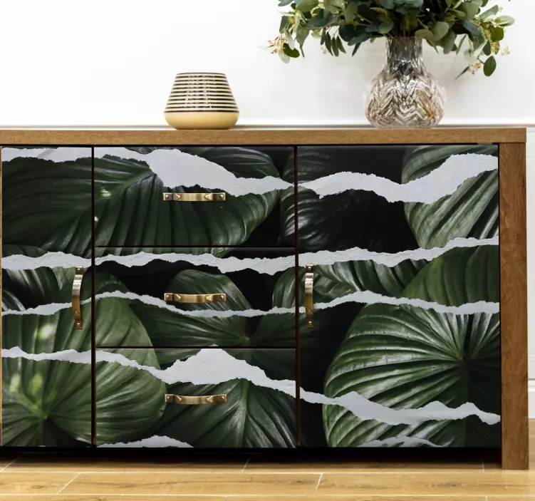 가구 스티커 찢어진 잎 패턴 - TenStickers