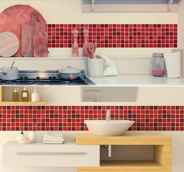 양귀비 모자이크 타일 스티커 - TenStickers